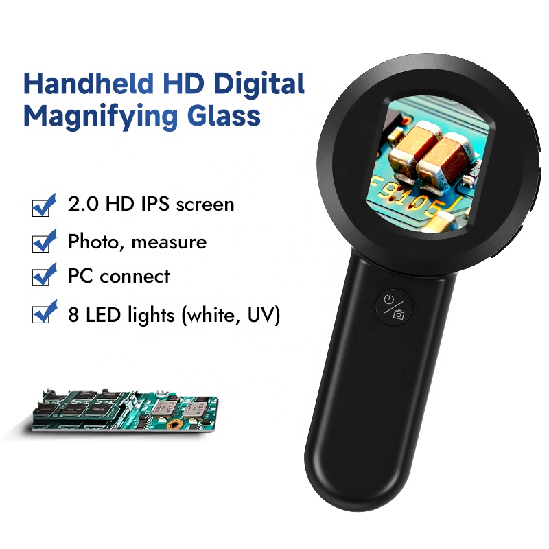 Magnifier With Light - Lupa Digital 100X HM020 com 8